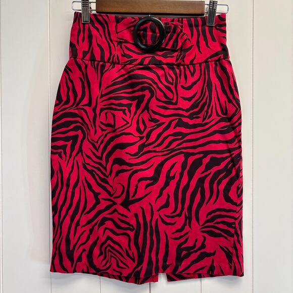 Vintage Womens Charlotte Russe Mob Wife Tiger Stripe Pencil Skirt Size S USA - Picture 1 of 5